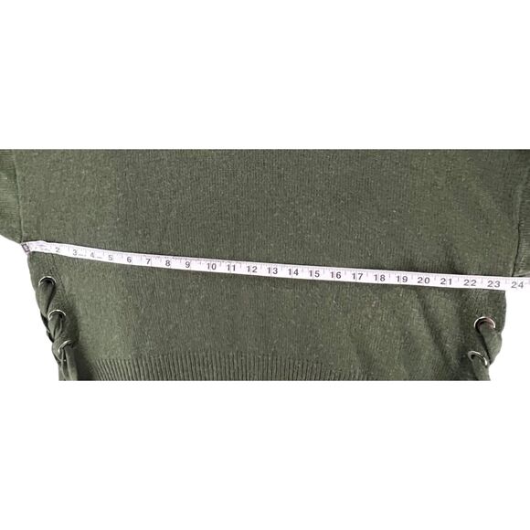 Saks Fifth Avenue Sweater Womens M Olive Green Merino Wool Cashmere Boxy Cozy - Picture 5 of 13